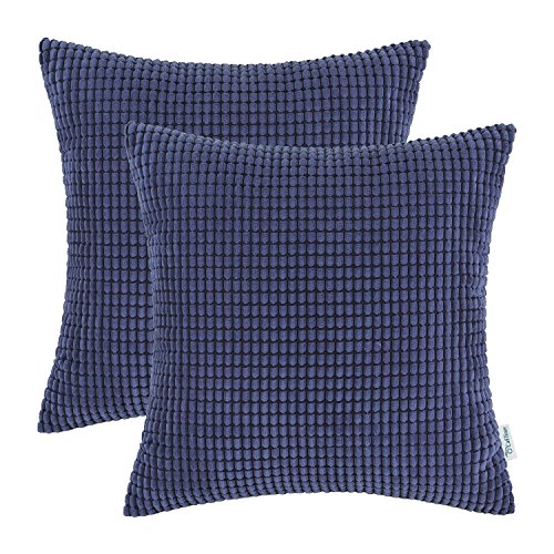 CaliTime Pack of 2 Cushion Cover Supersoft Corduroy Corn Striped Both Sides Throw Pillow Covers Case