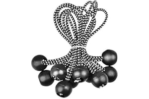 SPRACCUEIL Lot de 25 tendeurs de bâche en caoutchouc pour bâches, bannières, élastiques avec boule de toit, fixation de bâche, 15 cm, tendeur en caoutchouc avec crochet, accessoires de tente extenseur avec boule