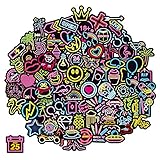 [Einzigartiges Muster]: 100 Stücke nicht wiederholen Neonaufkleber; Größe: 2,5-3.15 Zoll / 7-8 cm