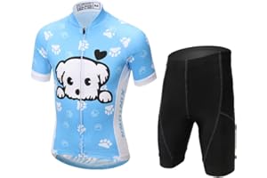 YFPICO Niños Niñas Conjuntos Maillots de Bicicleta Top de Manga Corta + Pantalones Traje de Ciclismo