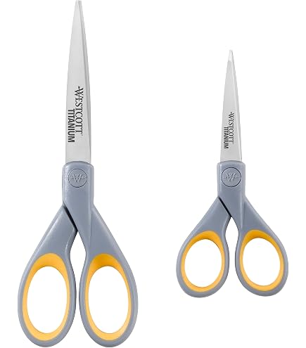 Westcott Softgrip Scissors – 23 Cm With Titanium Nitride Blades, Grey/Yellow Handle For Home, School, Office
