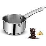Eono by Amazon Edelstahl-Kochtopf mit Ausgüssen für einfaches Gießen, Butterwärmerpfanne mit Ausgießern, Butterschmelztiegel,