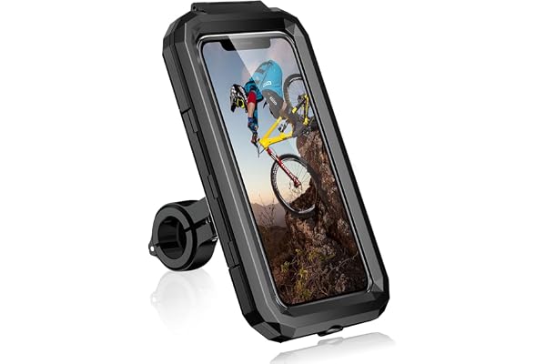 Faneam Support Telephone Vélo Etanche Support de Guidon Portable Téléphone 360° Rotation Support Smartphone Moto Scooter Détachable, Porte Telephone Velo pour Smartphone 5,5-6,8 Pouces (L)