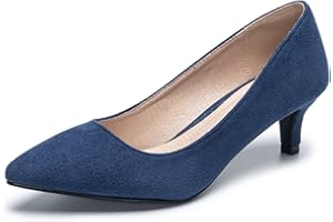 OPHESTIN Womens Pointed Toe Court Shoes Low Kitten Heel Dress Pumps Shoes Bridal Wedding Party Office Work Shoes