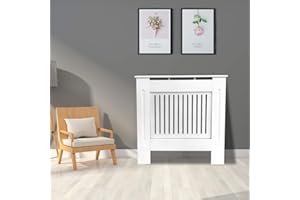 GREEN BAY Greenbay Modern Radiator Cover MDF Cabinet with Modern Vertical Style Slats White Painted Small - 780 x 815 x 190(mm)