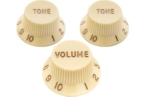 Musiclily Ultra Universal Tamaño Botón de Potenciómetro Strat Knobs Perillas 2 Tono 1 Volumen para Guitarra Eléctrica estilo Fender Stratocaster ST, Parchment