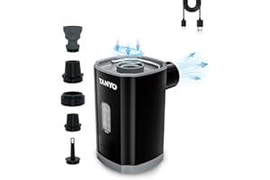 TANYO Pompa Elettrica, 3600mAh Gonfiatore Elettrico Portatile, 2 in 1 Gonfiaggio e Sgonfiaggio Pompa ad Aria Elettrica, Pompa per Materasso Gonfiabile, Materassino Campeggio, Piscina Gonfiabile