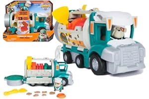 RUBBLE & CREW Rubble and Crew, Growlin' Grub Food Truck Playset, Action Figure, Accessori da cucina e Kinetic Build-It Play Sand, Giocattoli per bambini per ragazzi e ragazze 3+