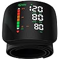 Wrist Blood Pressure Monitor with Led Touch Screen -Adjustable Wrist Blood Pressure Cuff from 5.3 inches to 7.6 inches,Rechargeable Wrist Bp Monitor with 99x2 Reading Memory and Carrying Case(Black)