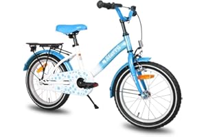 ‎HH HILAND HILAND Starry 12 14 16 Zoll Kinderfahrrad | TÜV getestet | für Mädchen 2 3 4 5 6 7 8 9 Jahre mit Handbremse,Rücktrittbremse,Gepäckträger,Stützräder blau grün rosa lila