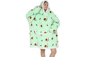 JOREAY Bluza z kapturem oversize – Polar do noszenia, koc dla kobiet i mężczyzn, dla dorosłych, puszysta, duża, wygodna bluza z kapturem, Awokado,