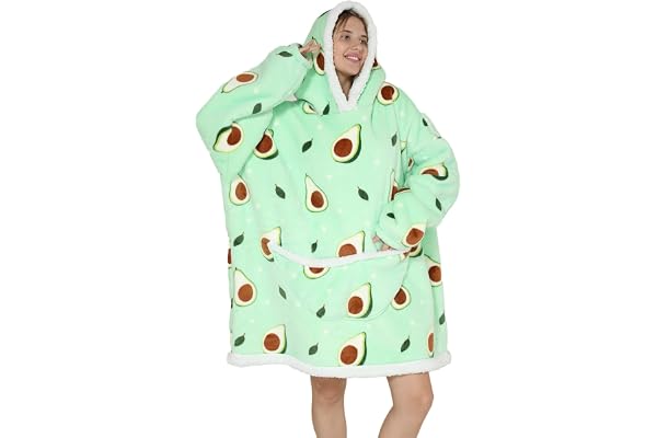 JOREAY Överdimensionerad filthuvtröja – sherpa-fleece, bärbar filt för unisex vuxna kvinnor män, fluffig gigantisk bekväm huvtröja