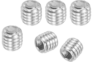 PATIKIL 100 Pcs Hex Socket Grub Screw, M6x6mm Flat Point Grub Bolt 304 Stainless Steel Head Socket Set Screws for Door Handles Light Fixture Repair