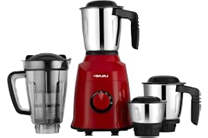 Bajaj Military Series Rex 750W 4 Jar Mixer Grinder | DuraCut Blades | 2-In-1 Function Blade In Dry Jar | 2 Yrs Warranty 【Red/Black】