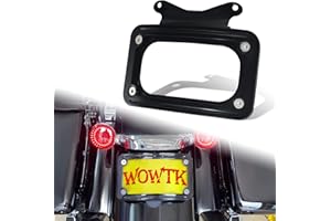 WOWTK Cadre de plaque d'immatriculation incurvé avec éclairage LED blanc pour Harley Road Glide Road King Street Glide FLHRXS, FLHX, FLHXS, FLHXST, FLTRX, FLTRXS et FLTRXST 2010-2025, noir