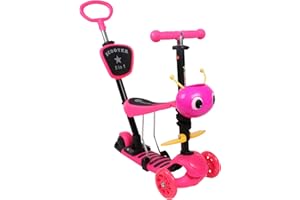 Calma Dragon JC210, Kinderroller, 3-Rad-Roller, 5 in 1, mit abnehmbarem Sitz, Lenker, Schiebegriff, verstellbare Höhe, Skateboard für Kinder von 1 bis 9 Jahren.