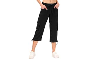 JINSHI Pantalons Femme Pantacourt Cargo d'été 3/4 Long Capri Pantalon avec Plusieurs Poches