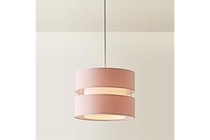 ValueLights | Small Ceiling Light Shade 2 Tier Pendant Lampshade in Blush Pink | Lamp Shades, Home Décor & Improvement Essential | 260mm Shade Width