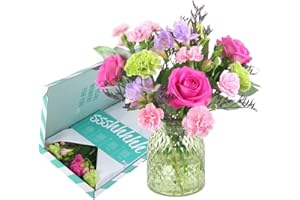 BloomPost Mixed Fresh Flowers - Letterbox Gift - Bouquet Perfect for Valentine's Day, Birthdays, Anniversaries and Thank You Gifts - Next Day Free UK Delivery - Sweety - 32 cm