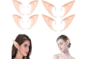 DOHLDP 4 Paar Elfenohren Spitzohren Latex Elf Ears Halloween Ohren-Latex Ohren-Damen Spitzohren für Erwachsene Cosplay Weihnachtsfeier Halloween Karneval Fasching Kostüm Maskerade Zubehör