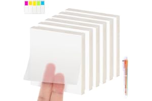 Agoer 600 arkuszy przezroczystych karteczek samoprzylepnych – 76 x 76 mm, przezroczyste karteczki samoprzylepne, wodoodporne, samoprzylepne, 100 samoprzylepnych karteczek samoprzylepnych i długopisów do biur, gospodarstw domowych, przezroczysty, 14/20 EU 3X-Weit