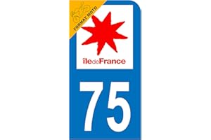HADEXIA Autocollant Stickers plaque immatriculation scooter moto département 75 Paris Logo Région Ile-de-France