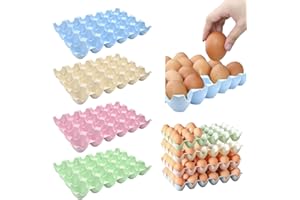 EMAGEREN 4 Stück Eierhalter für kühlschrank 24 Eier Eieraufbewahrungsboxen Eierbehälter aus Kunststoff Stapelbar Ei Halter Eiereinsatz Eierschalen für Kühlschranktüre Kühlschrank (4 Farben)