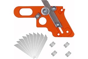 KEWAYO Coltello per Rifilare Bordi per la Lavorazione del Legno, con lama di ricambio da 10 pezzi, strumento per tagliare l'arco dell'impiallacciatura per tutte le direzioni, plastica, PVC