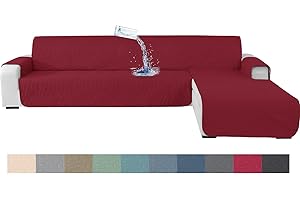 Ystyle Copridivano 3 Posti con Penisola, Copridivano Angolare, Copri Divano Angolare con Penisola A Sinistra Destra, Copridivano Chaise Longue, Copridivano L (255cm, Borgogna)