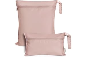 haakaa Waterproof Wet Bags for Baby Wet Dry Bags for Cloth Diaper, Swimsuit & Travel, 2pcs, Blush