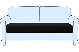 subrtex Sofa Seat Cushion Covers Stretch Polyester Fabric Seat Cushion Protector (2 Seaters, Black)