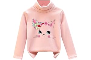 SOLU DAY8 Pull Hiver Enfant Fille Chaud 1-7 Ans Pullover Blouse Manche Longue Fille Chic et Elegant Col Roulé Fashion Pas Cher Confortable Dessin Animé Mignon Haut Sweater