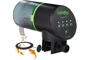 Papettly Automatic Fish Feeder for Aquarium - Battery Operated AutoFish Feeder Dispenser with Lid, Moisture-Proof Auto Fish Feeder with Timer, 2 AAA Batteries and Fish Feeder Ring Included