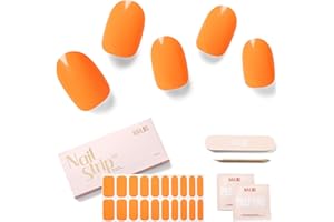 NAILOG Autocollant Ongle Gel UV | 20Pcs Faux Ongles Autocollants Adhesif | Semi-durci Vernis Autocollant Ongles UV Pour Nail Art,Orange Bomb