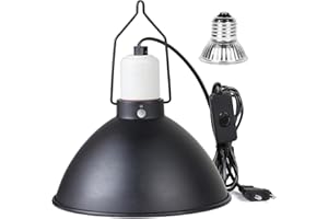 CPROSP Lampe Chauffante Terrarium Dome E27 avec 1 Ampoule 25W, Lampe Chauffante Tortue à Réflecteur en Aluminium, pour Tortue, Serpent, Lézard, Cacatoès, Caméléon, Plantes succulentes etc.