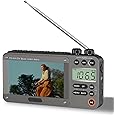 720p 4.3" Screen AM FM SW Movie Video Radio with Bluetooth, Rechargeable Pocket Digital Movie Video Player Radio, Support USB/Micro SD Card, 5W Loud Speak and Headphone Jack for Travel Gifts