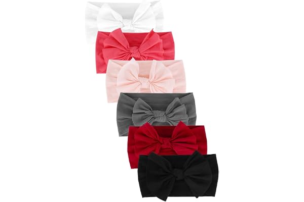 CBOO Extensible Bandeaux bébé Filles Naissance avec des arcs Bandeau bébé Fille Turban Bandeau à nœud noué à Cheveux pour bébés Filles Enfant Fille Accessoires (6Pièces-A)
