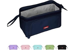 Shpucise Large Pencil Cases for Girls, Big Capacity Pencil Pouch for Women, Handheld Pen Bag Stationery Organizer Office Makeup Bag School Pen Case for Teenage Girls Boys Men Women Adult (Navy Blue)