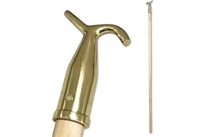 Trade Access Panels 1.18m Long Wooden Pole with Brass Hook. Perfect for Blinds, Attic Ladders, Loft Hatch. Skylight Opening Pole Rod Compatible with Velux Roof Windows, Skylight Blinds & More.