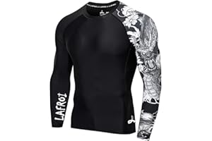 LAFROI Męska koszulka termoaktywna z długim rękawem, UPF 50+ Performance Fit, Kompresja, Rash Guard - CLYYB