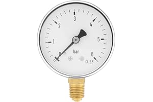 TANGXI Manomètre tout usage économique, 1/4"NPT, 0-6 bar, manomètre hydraulique à air avec plaque de cadran de 6cm, manomètre à montage latéral