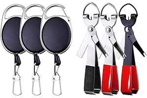 HiBD Fishing Quick Knot Bindewerkzeug 3 Sets Edelstahl 4 in 1 Werkzeug Inklusive Quick Knot Knoter Fliegenschnurclipper Hakenspitzer Hakenöse Nadel mit Zinger Retraktor