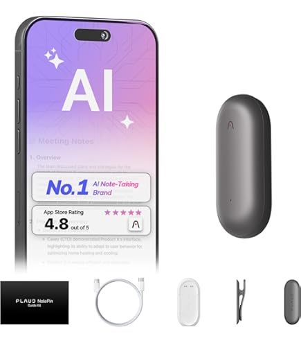 PLAUD NOTE AI Voice Recorder – 64GB, Transcribes & Summarizes, 112 Languages, App Control
