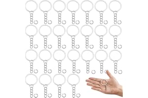 OUOQI 25mm Argollas para Llaveros,100Pcs Anilla de Cadena de Llave,Llaveros con Cadena+ Anillas Abiertas,Llavero Anillo Dividido,Llavero Colgar Bricolaje Varios Accesorios de Joyería Pequeña (1)