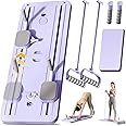 Pilates Reformer Machine Board Set Ab Roller Exercise Wheel Automatic Rebound Foldable Pilates Board Abdominal Exercise Equipment with Resistance Rope and Timer
