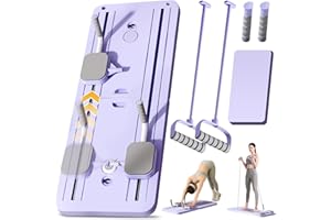 ExeractFit Pilates Board Compact Pilates Reformer Machine Set, Foldable AB Roller Wheel Rodillo Abdominales Exercise Board Rebote Automático Máquina de Ejercicio en Casa(Purple2)