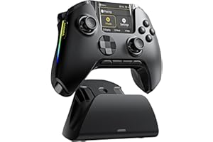 FIEHDUW NO DRIFT ManbaOne Interactive Screen Gaming Controller for PC/Switch/iOS/Android/Steam Deck, 1800mAh Hall Effect Controller with LED, Mapping Buttons, Charging Dock (Black)