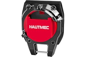 HAUTMEC Tape Measure Holder Clip, Locking Belt Clip with Rotating Latch and Multi-Tool Hook, ABS, Secure Fit for Most Tape Measures HTMEM25049