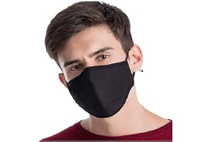 Komonee 4 Ply Winter Washable Reusable Black Face Mask Dustproof Cloth Mouth Cover Covering For Men Women Outdoors Cycling Ski Protection