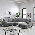Cozyheaven Aiert 7 Seater Fabric U-Shaped Sectional Sofa Set for Living Room (Dark Grey)